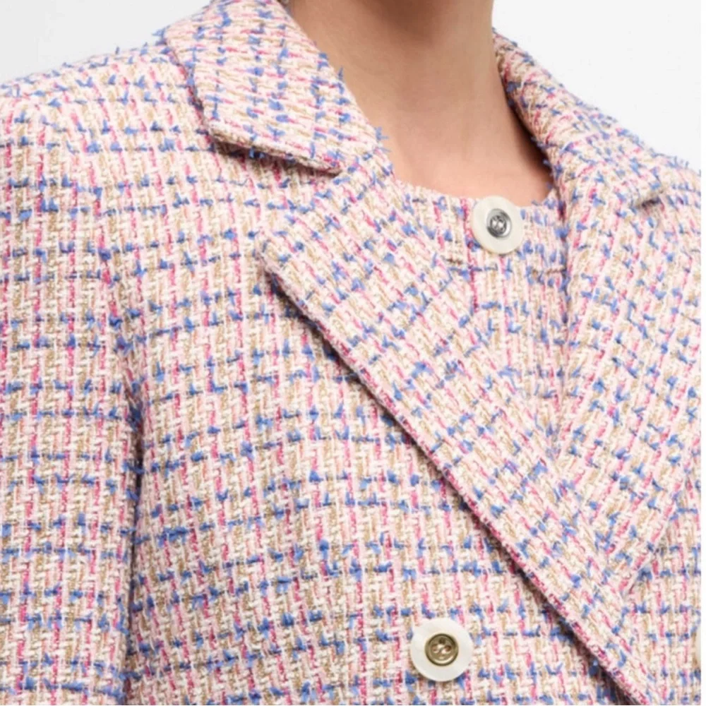 VERONICA BEARD Taja Tweed Pink Dickey Jacket Blazer 4 New with tags - Picture 6 of 10